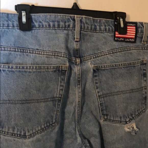 Vintage Polo Ralph Lauren Loose Jeans for Men’s 34/32 5 Pockets Distressed - Picture 10 of 12